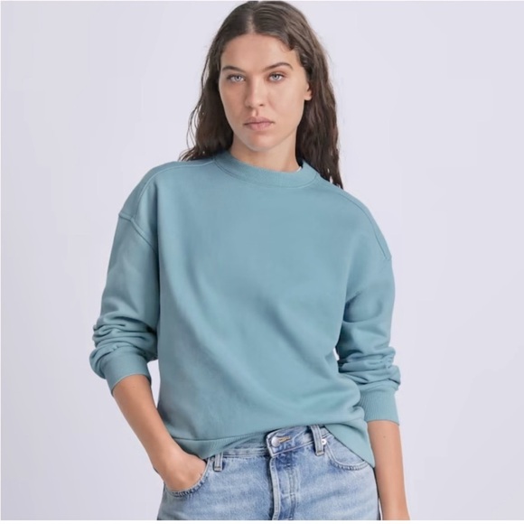 Everlane The Organic Cotton Track Oversized Crew Sweatshirt in blue size medium - Picture 1 of 11